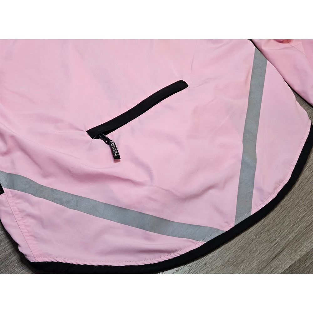 Running Room Vintage Pink Reflective Windbreaker Cycling Jacket Mid-2000s Size M - Picture 11 of 13